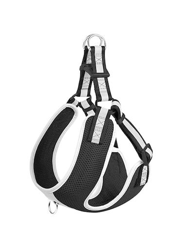Fida Reflective TQ Adjustable Dog Harness, Lightweight Soft Mesh Medium Black