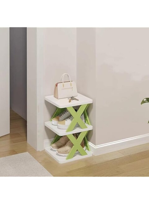 Narrow Shoe Rack for Rntryway, Shoe Rack Storage Organizer, Multifunctional Standing Shoe Shelf Shoe Organizer, Vertical Corner Shoe Rack (3 Tier - Green)