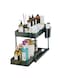 1 Pack Black 2-Tier Under Sink Organizer Sliding Bathroom Cabinet Organizer with Hooks Under The Sink Organizer Kitchen