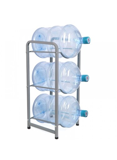 3 Tier Water Jug Rack, 3 Gallon Water Bottle Holder Heavy Duty Water Bottle Stand Storage For Kitchen Home And Office Easy To Assemble Water Bottle Rack Metal Hold 3 Bottle Stand Anti-Slip Pad Water Bottle Storage Stand Grey