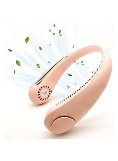 Khazna Neck Fan, Hands Free 360&deg; Cooling Personal Fan, USB Rechargeable Portable Neck Fan with 3 Wind Speed for Traveling Office Sports, Pink