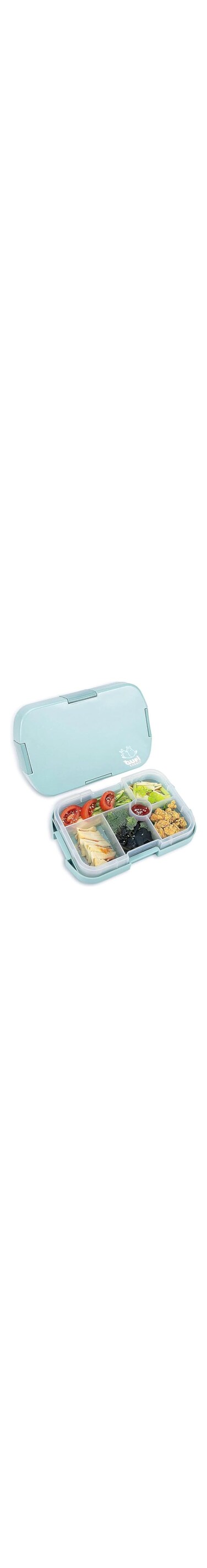 AMERTEER Bento Lunch Box for Kids School   6 Compartment Stainless Steel Leakproof Lunch Container   920ml Insulated Bento Box with Tableware &amp; Bag   BPA Free   Dishwasher &amp; Microwave Safe (Blue)