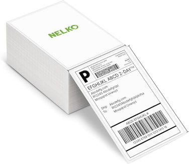 Nelko Thermal Direct Shipping Label (Pack of 500 4x6 Fan-Fold Labels), Thermal Labels for Thermal Label Printer, Suitable for PL70E, JADENS, PEDOOLO, ASprink, Commercial Grade
