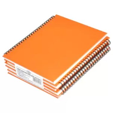 FIS Pack of 5  Spiral Hard Cover Notebook 9X7 Inches (22.86 X 20.32 CM) Single Line,With Border,100 Sheets-Saffron -FSNBS97NA240