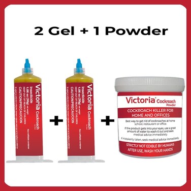 Victoria Pack Of 2 Cockroach Gel 30g  With Syringe Applicator &amp; Cockroach Powder 100g