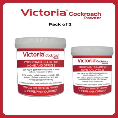 Victoria Pack Of 2 Roach Insect Pest Control Powder Indoor and Outdoor Use &amp; Other Major Cockroach Species