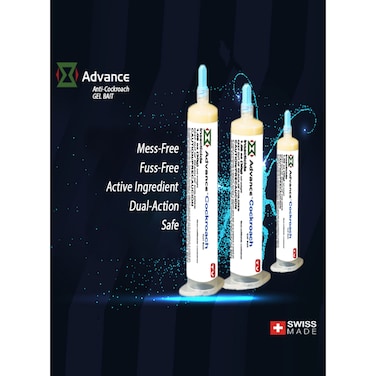 Advance Pack Of 3 Anti Cockroach Gel Bait Mess Free Dual Action 30g