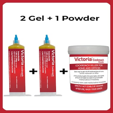 Victoria Pack Of 2 Cockroach Gel 30g  With Syringe Applicator &amp; Cockroach Powder 100g
