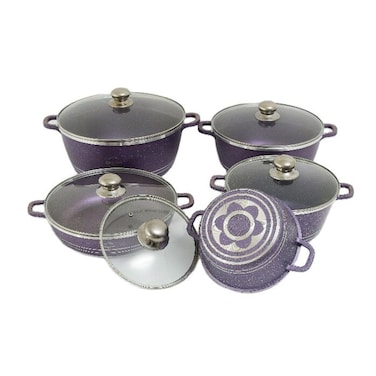 Py-10Pcs Marble Alumunium Cookware Pot