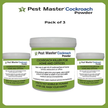 Pest Master Pack Of 3 Roach Insect Pest Control Powder Indoor &amp; Outdoor Use 100g