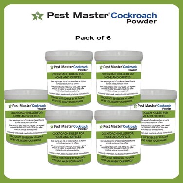 Pest Master Pack Of 6 Roach Insect Pest Control Powder Indoor &amp; Outdoor Use 100g
