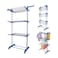 Heavy Duty Full Size Carbon Steel 3-Tier Cloth Drying Rack, Laundry Rack, Blue/Silver