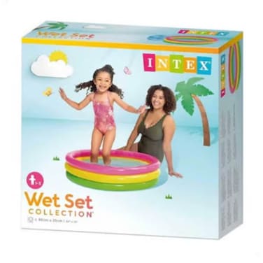3 Ring Portable Inflatable Lightweight Compact Circular Swimming Pool 86x25cm