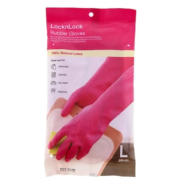 Lock &amp; Lock Rubber Gloves (39 cm, Large, Pink)