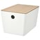 Box With Lid White/Bamboo 18X26X15cm