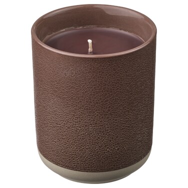 Scented Candle In Ceramic Jar Leather &amp; Vanilla/Brown 45Hr