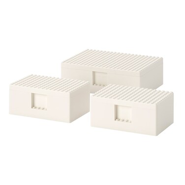 Lego Box With Lid Set Of 3 White