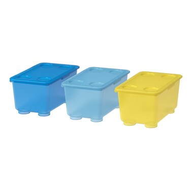 Box With Lid Yellow/Blue 17X10cm