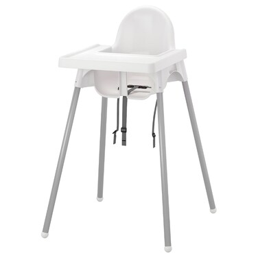 Highchair With Tray White/Silver-Colour