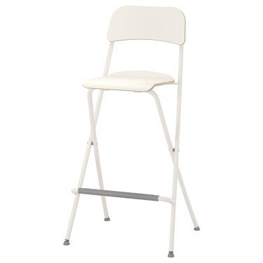 Bar Stool With Backrest Foldable White/White 74cm