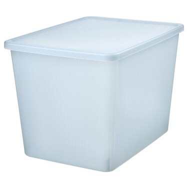 Storage Box With Lid Transparent Grey-Blue 36X50X35cm/44.5 L