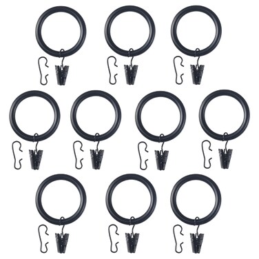 Curtain Ring With Clip And Hook Black 38 Mm