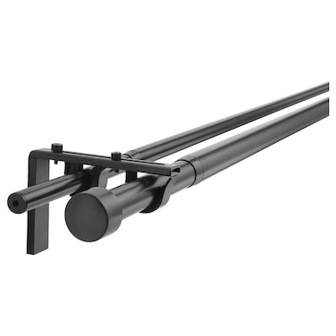 Double Curtain Rod Combination Black 210-385cm