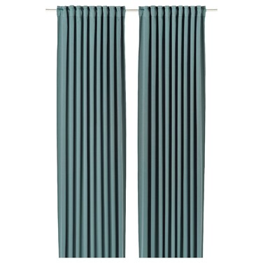 Room Darkening Curtains 1 Pair Dark Grey-Turquoise 145X300cm