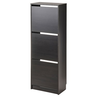 Shoe Cabinet With 3 Compartments Black-Brown 49X28X135cm