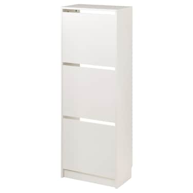 Shoe Cabinet With 3 Compartments White 49X28X135cm