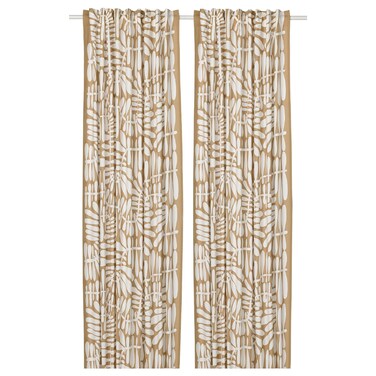 Curtains 1 Pair Beige/White 145X300cm