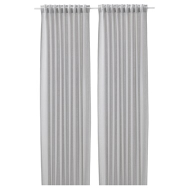 Curtains 1 Pair White/Grey 145X300cm