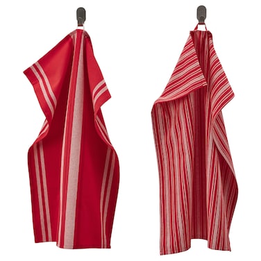 Tea Towel Mixed Patterns Red/White 50X70cm