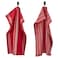 Tea Towel Mixed Patterns Red/White 50X70cm