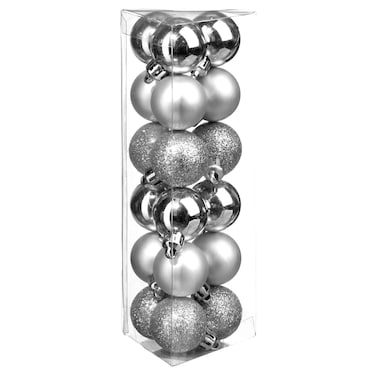 Christmas Atmosphera Plastic Tree Ornament Set (18 Pc., 3 cm, Silver)
