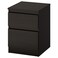 Chest Of 2 Drawers Black-Brown 35X49 Cm