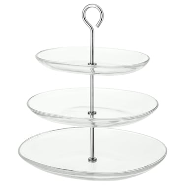 Serving Stand Three Tiers Clear Glass/Stainless Steel