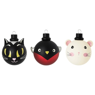 Decoration Bauble Set Of 3 Animals