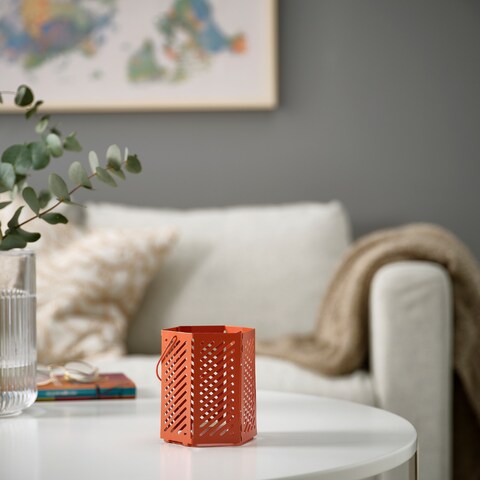 Lantern For Tealight Brown-Orange 12 Cm