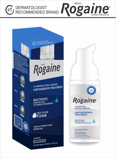 Mens Rogaine 5% Minoxidil Hair Regrowth Treatment Easy To Use Foam 60g