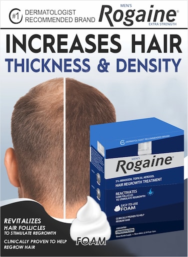 Pack Of 3 Mens Rogaine Reactivates 5% Minoxidil Hair Regrowth Treatment Easy To Use Foam 60g