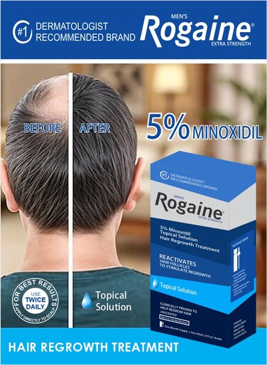 Mens Rogaine Extra Strength 5% Minoxidil Topical Solution Help Regrow Hair Oil 60ml