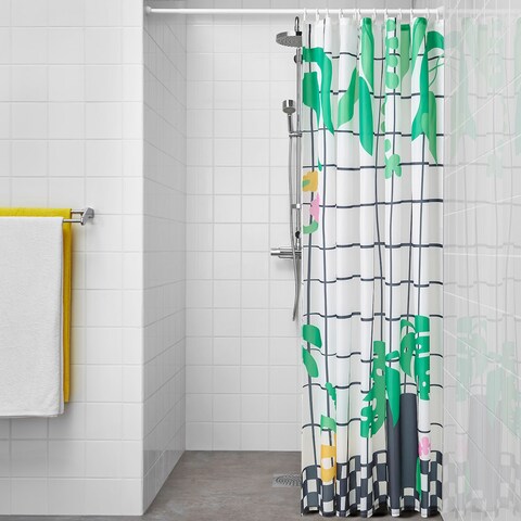 Shower Curtain White/Green 180X200cm