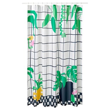 Shower Curtain White/Green 180X200cm