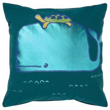 Cushion Cover Whale Pattern/Blue-Green 50X50cm