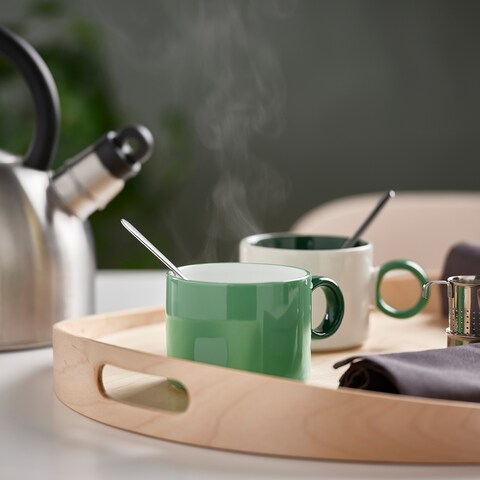 Mug Simple Functional Design Is Easy To Coordinate White/Green 30cl
