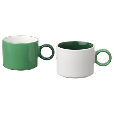Mug Simple Functional Design Is Easy To Coordinate White/Green 30cl