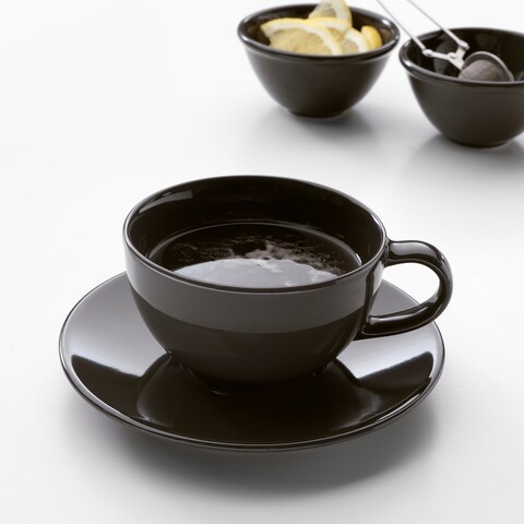Teacup With Saucer Dark Grey 26cl