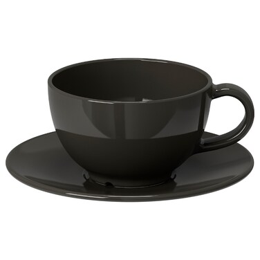 Teacup With Saucer Dark Grey 26cl
