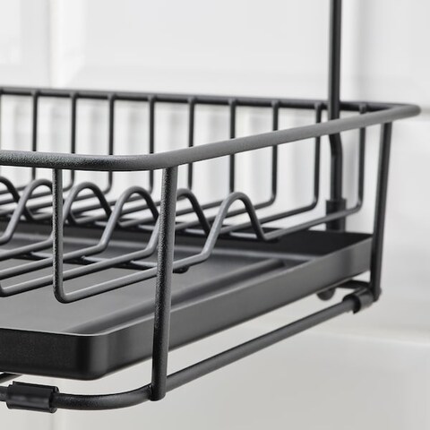 Dish Drainer Can Be Hung On The Wall Or Placed On The Worktop Black